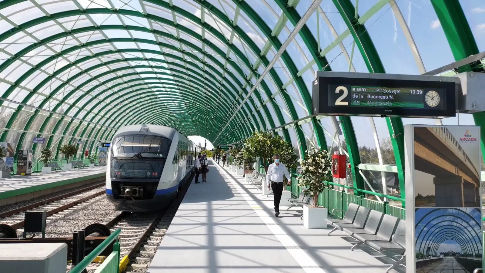 Train station at Bucharest Henri Coandă Airport for Gara de Nord